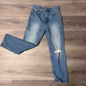 GAP Cheeky Straight Leg Women’s Blue Jeans High Rise Distressed Denim - Size 25